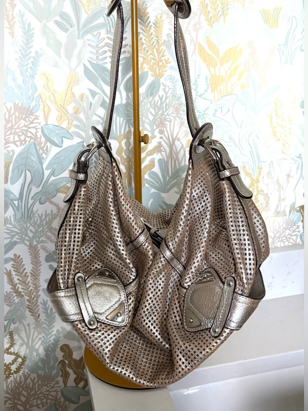 b. makowsky Metallic Soft Light Hobo Bag - Silver / Copper
